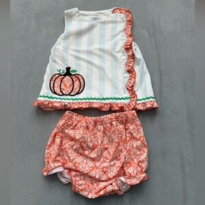 Orange and White Pumpkin bloomer set